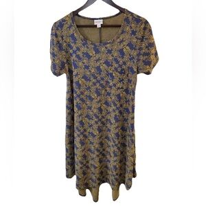 LULAROE Nicole Long Dress Size S Blue With Gold